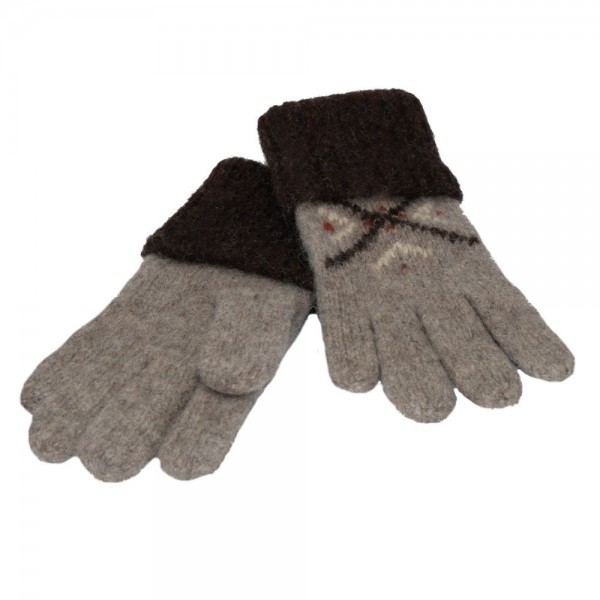 Handschuh NORWEGEN Schafwolle mit Norweger Muster Handstrick beige